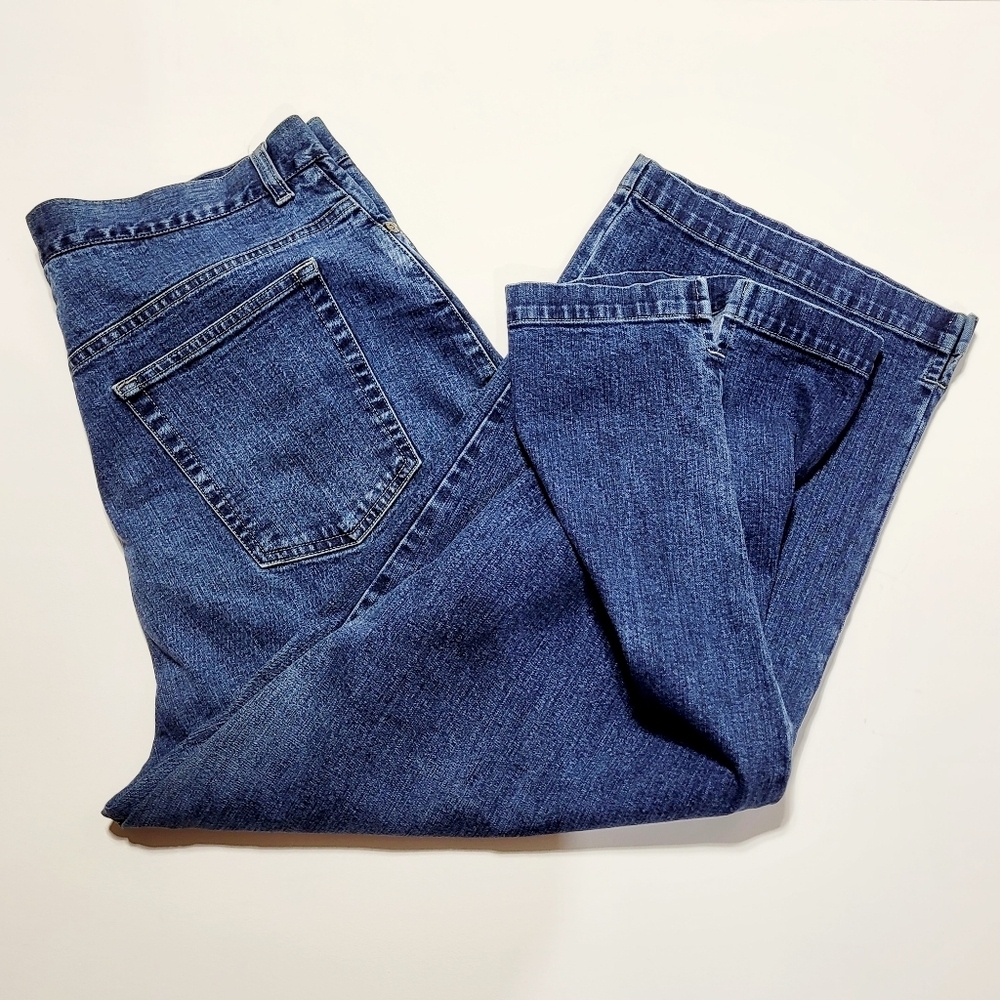 VTG Jones Jeans High Rise Denim Wide Leg Stretch Pedal Pusher Women's (14)